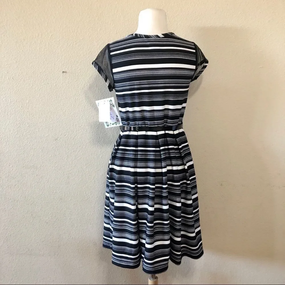 Iris & Ivy Pleated Scuba Stripe Dress (Big Girls)
